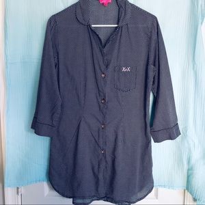 Betsey Johnson button down pajama tunic top